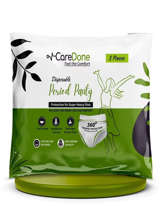 Caredone Disposable Period Panties for Women | 360° Sanitary Protection for Heavy Flow | No Leakage, No Rashes, No Discomfort | Maternity Panties with High Absorbency | Pack of 2. (2XL, 02-Disposable Period Panty) - Image 1